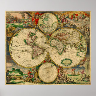 Poster Carte du Vieux Monde de Gorgoeus