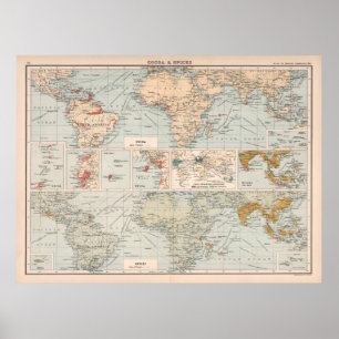 Poster Carte du vieux monde du cacao et des épices (1907)