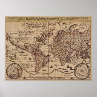 Poster "Carte du Vieux Monde Réplique du 16ème siècle