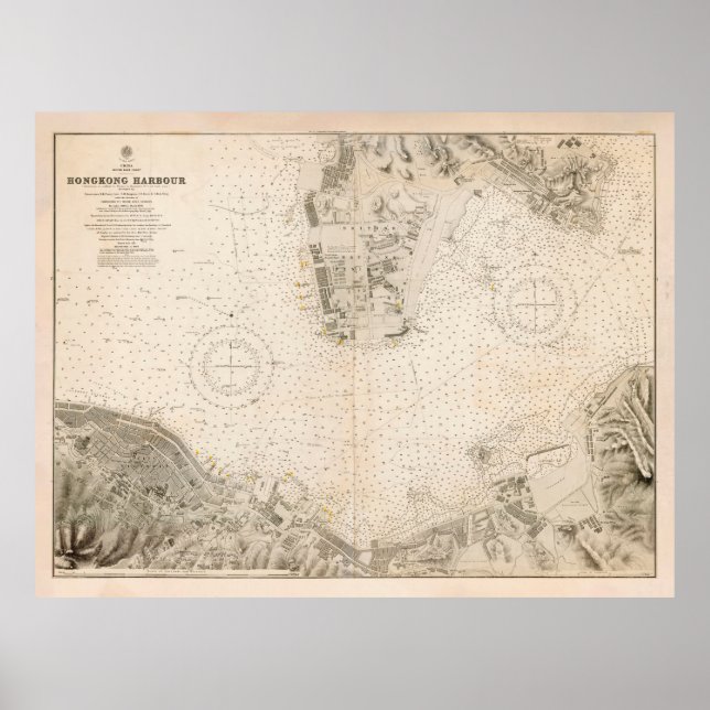 Poster Carte du vieux port de Hong Kong (1912) (Devant)