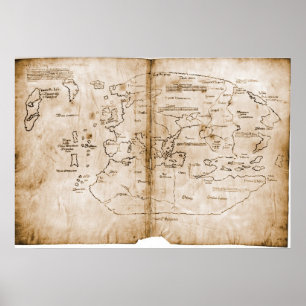 Poster Carte du Vinland Mappa Mundi du XVe siècle