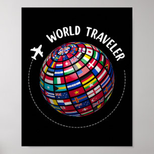 Poster Carte du voyageur du monde, Voyageur du monde, Pay
