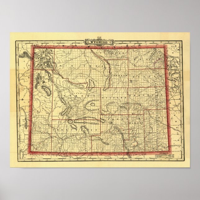 Poster Carte du Wyoming 1895 (Devant)