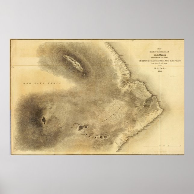 Poster Carte d'une partie de l'île d'Hawaii (Devant)