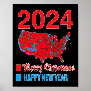 Poster Carte électorale 2024 exacte Joyeux Noël Joyeux N