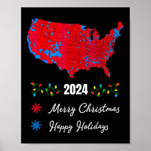Poster Carte électorale 2024 Joyeux Noël Trump Nouveau Pr