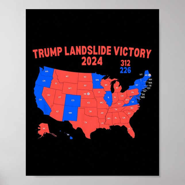 Poster Carte électorale 2024 Trump 312 Trump Landslide (Devant)