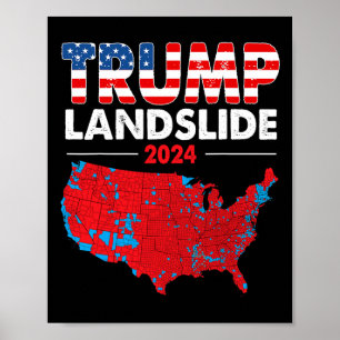 Poster Carte électorale 2024 Trump Défilé Élections rouge
