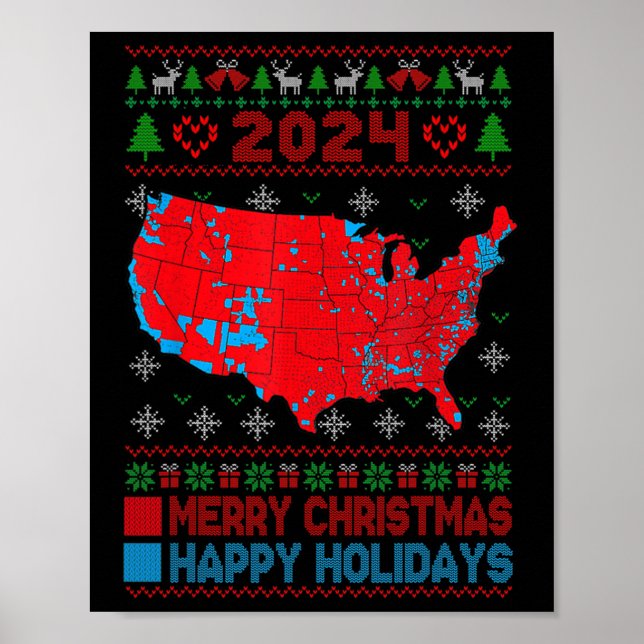 Poster Carte électorale 2024 Trump Glissement de terrain  (Devant)