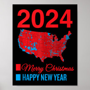 Poster Carte électorale exacte Joyeux Noël Joyeux Nouvel 
