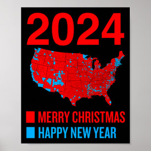 Poster Carte électorale précise de 2024 Joyeux Noël Bonne