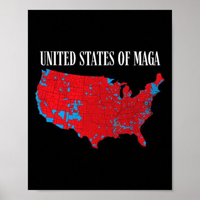 Poster Carte Électorale Rouge 2024 États-Unis De Mega Tru (Devant)