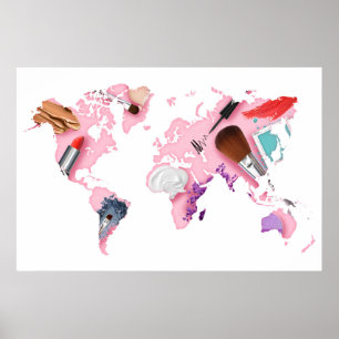 Poster Carte en pastel du monde de Comestics