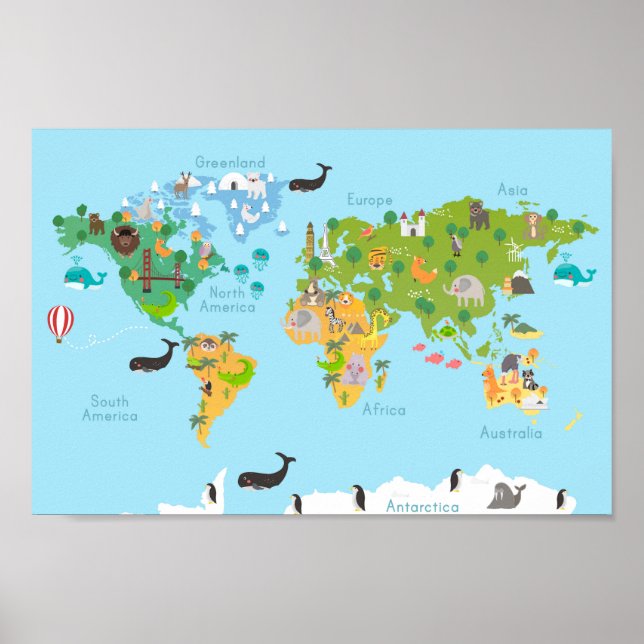 Poster Carte Enfants Cute (Devant)