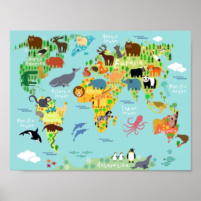 Poster Carte Enfants Cute (Devant)
