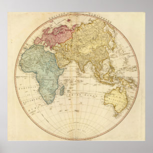 Poster Carte est d'hémisphère