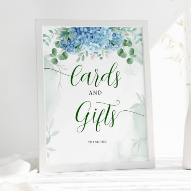 Poster Carte et Baby shower cadeau Blue hydrangea (Créateur téléchargé)