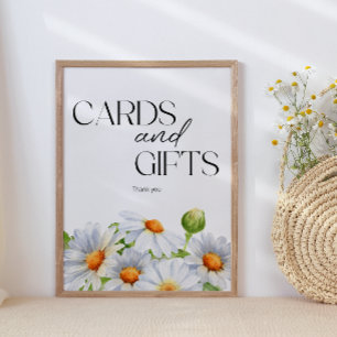 Poster Carte et cadeaux de marguerite minimaliste moderne