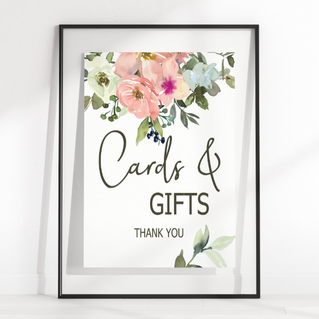 Poster Carte et cadeaux Mariage floral Eggshell et Blush (Créateur téléchargé)