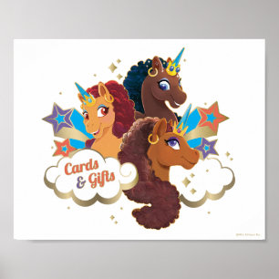Poster Carte et cadeaux Unicorn Afro Symbole d'Anniversai