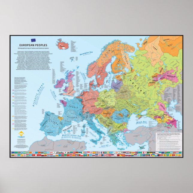 Poster Carte ethnographique des peuples d'Europe (Devant)