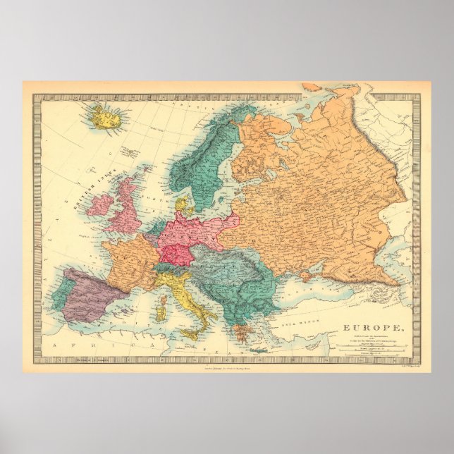 Poster carte Europe vintage (Devant)