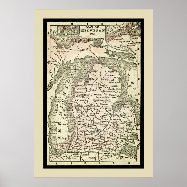 Poster Carte Extraordinaire des antiquités du Michigan (Devant)