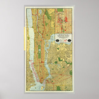 Poster Carte ferroviaire centrale de New York 1918