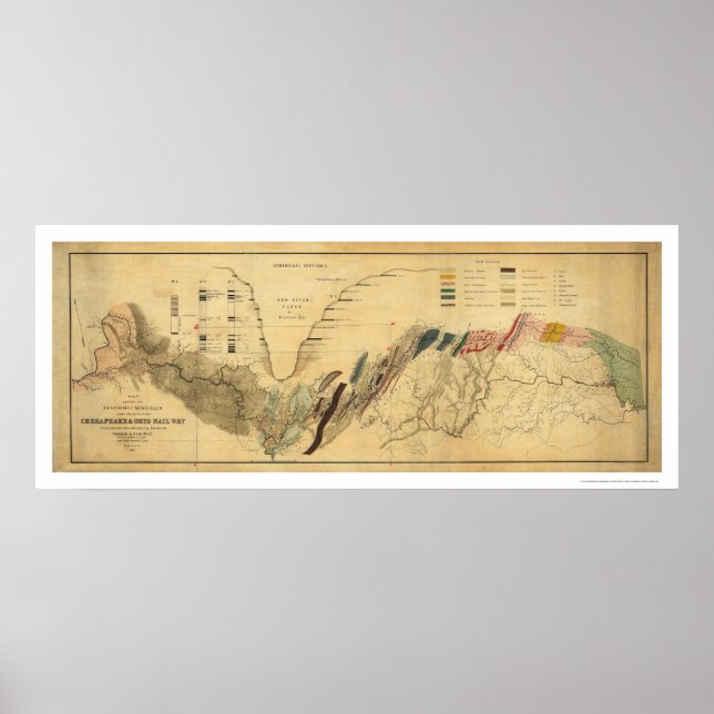 Poster Carte ferroviaire de Chesapeake & Ohio 1872 (Devant)