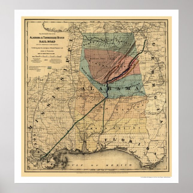 Poster Carte ferroviaire de l'Alabama et du Tennessee 186 (Devant)