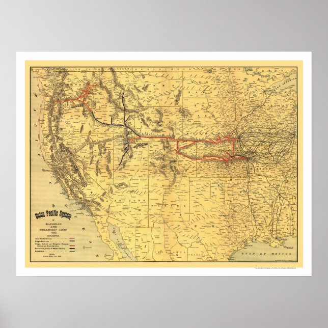 Poster Carte ferroviaire de l'Union Pacifique 1900 (Devant)