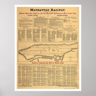 Poster Carte ferroviaire de Manhattan 1881