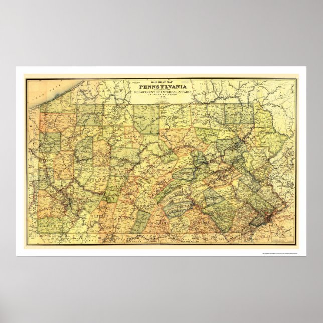 Poster Carte ferroviaire de Pennsylvanie 1895 (Devant)
