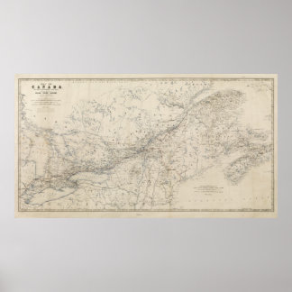 Poster Carte ferroviaire du Grand Trunk vers 1860