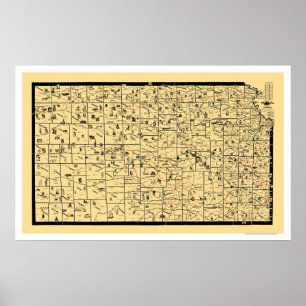 Poster Carte ferroviaire du Kansas 1897