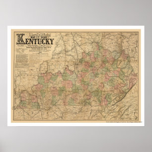 Poster Carte ferroviaire du Kentucky 1863