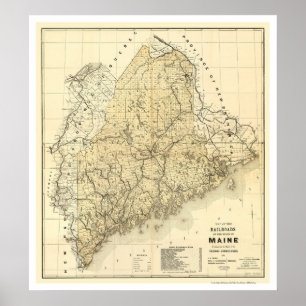 Poster Carte ferroviaire du Maine 1899