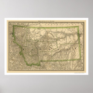 Poster Carte ferroviaire du Montana 1881