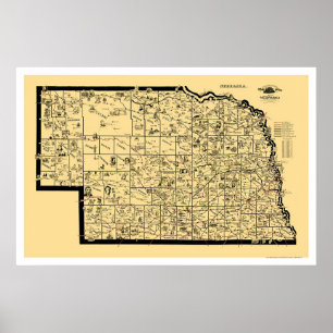 Poster Carte ferroviaire du Nebraska 1897