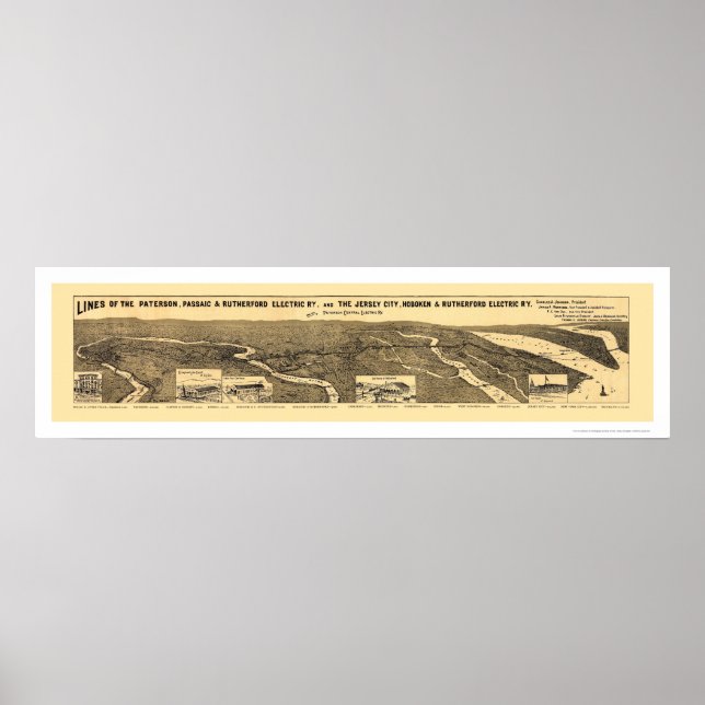 Poster Carte ferroviaire électrique 1894 (Devant)
