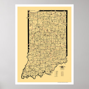 Poster Carte ferroviaire Indiana 1897