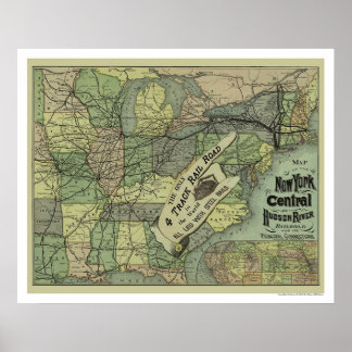 Poster Carte ferroviaire New York Central & Hudson 1876