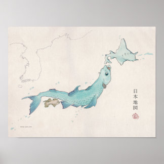 Poster Carte Fish Japan (sans étiquette)