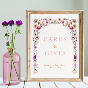 Poster Carte Fleur sauvage et Cadeaux couleur Aquarelle S