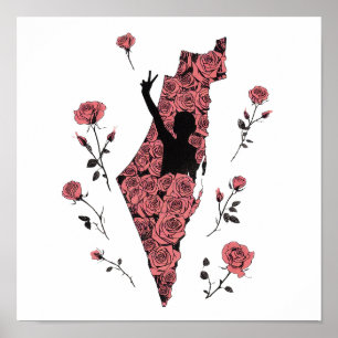 Poster carte florale palestienne