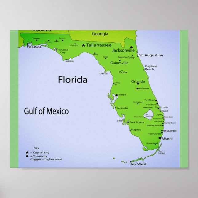 Poster Carte Florida USA (Devant)