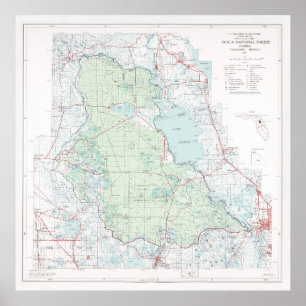 Poster Carte forestière nationale d'Ocala (1971) Floride 