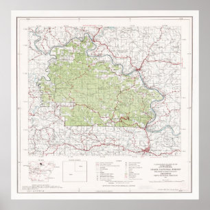 Poster Carte forestière nationale d'Ozark (1972) Forêt de
