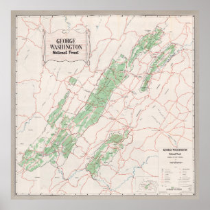 Poster Carte forestière nationale Old George Washington (