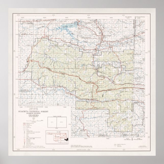 Poster Carte forestière nationale Old Ouachita (1970) (Devant)